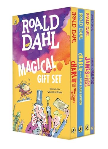 Roald Dahl Magical Gift Set (4 Books): Charlie and the Chocolate Factory, James and the Giant Peach, Fantastic Mr. Fox, Charlie and the Great Glass Elevator