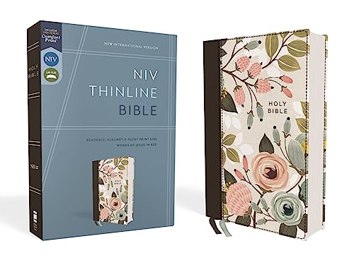 NIV, Thinline Bible, Cloth over Board, Floral, Red Letter, Comfort Print