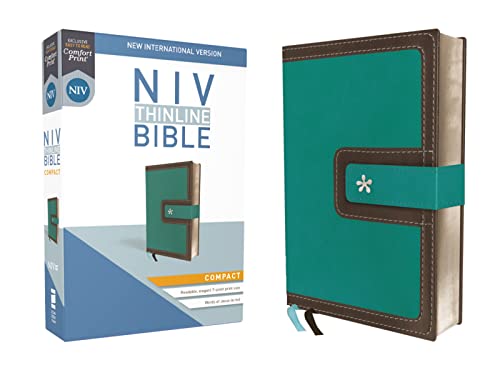 NIV, Thinline Bible, Compact, Leathersoft, Teal_Brown, Red Letter, Comfort Print