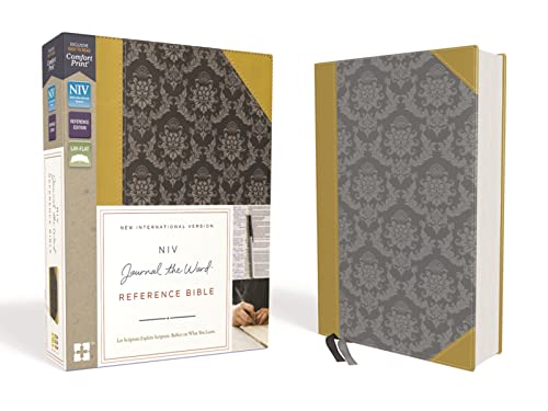 NIV, Journal the Word Reference Bible (Perfect for Note-Taking and Study), Leathersoft, Gold_Gray, Red Letter, Comfort Print: Let Scripture Explain ... What You Learn. (NIV Journal the Word Bible)