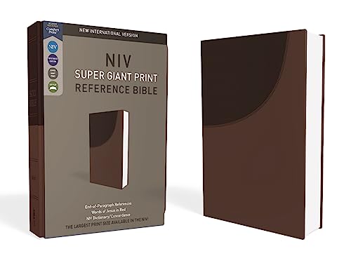 NIV, Super Giant Print Reference Bible, Leathersoft, Brown, Red Letter, Comfort Print