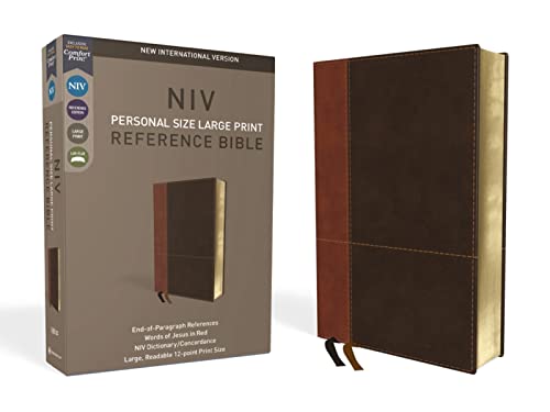 NIV, Personal Size Reference Bible, Large Print, Leathersoft, Tan_Brown, Red Letter, Comfort Print