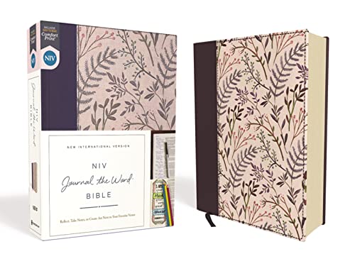 NIV, Journal the Word Bible, Cloth over Board, Pink Floral, Red Letter, Comfort Print: Reflect, Take Notes, or Create Art Next to Your Favorite Verses