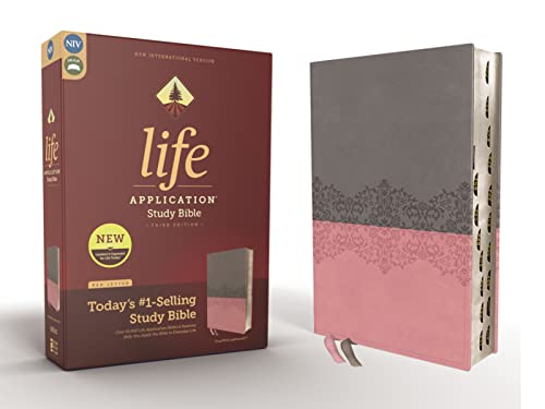 NIV, Life Application Study Bible, Third Edition, Leathersoft, Gray_Pink, Red Letter, Thumb Indexed