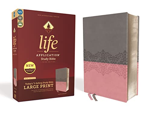 NIV, Life Application Study Bible, Third Edition, Large Print, Leathersoft, Gray_Pink, Red Letter