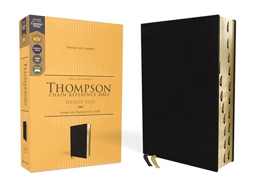 KJV, Thompson Chain-Reference Bible, Handy Size, European Bonded Leather, Black, Red Letter, Thumb Indexed, Comfort Print