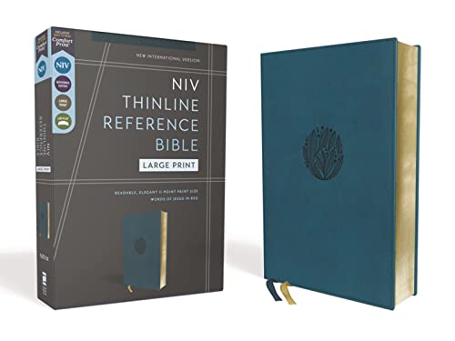 NIV, Thinline Reference Bible (Deep Study at a Portable Size), Large Print, Leathersoft, Teal, Red Letter, Comfort Print