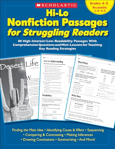 Hi-Lo Nonfiction Passages for Struggling Readers: Grades 4–5: 80 High-Interest_Low-Readability Passages With Comprehension Questions and Mini-Lessons for Teaching Key Reading Strategies