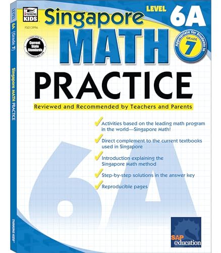 Singapore Math Level 6A 7th Grade Math Workbooks, Singapore Math Grade 7, Fractions, Ratios, and Algebra Workbook, 7th Grade Math Classroom or Homeschool Curriculum