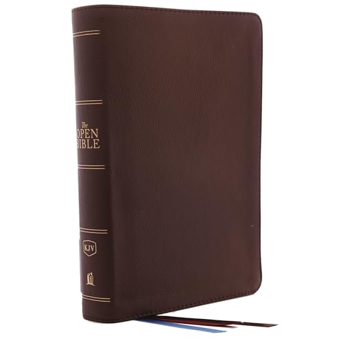 The KJV Open Bible: Complete Reference System, Brown Genuine Leather, Red Letter, Comfort Print: King James Version