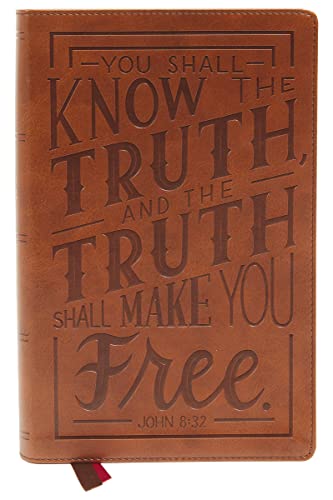 NKJV, Personal Size Large Print End-of-Verse Reference Bible, Verse Art Cover Collection, Leathersoft, Brown, Red Letter, Thumb Indexed, Comfort Print: Holy Bible, New King James Version