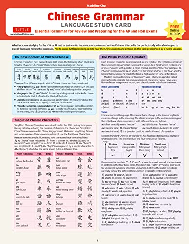 Chinese Grammar Language Study Card: Essential Grammar Points for HSK and AP Tests (Includes Online Audio)