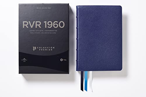 RVR60, Santa Biblia, Colección Premier, Letra gigante, Interior a dos colores, Piel genuina de cabra, Azul Marino, Comfort Print: Edición Limitada (Spanish Edition)