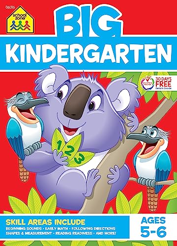 School Zone - Big Kindergarten Workbook - 320 Pages, Ages 5 to 6, Early Reading and Writing, Numbers 0-20, Basic Math, Matching, Story Order, and More (School Zone Big Workbook Series)