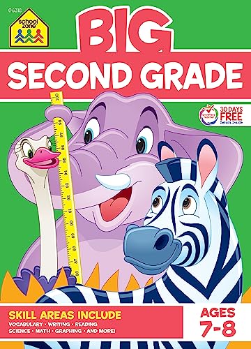 School Zone - Big Second Grade Workbook - 320 Pages, Ages 7 to 8, 2nd Grade, Word Problems, Reading Comprehension, Phonics, Math, Science, and More (School Zone Big Workbook Series)