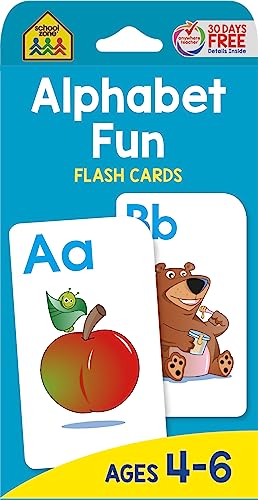 School Zone - Alphabet Fun Flash Cards - Ages 4 to 6, Preschool to Kindergarten, ABCs, Uppercase and Lowercase Letters, Spelling, and More