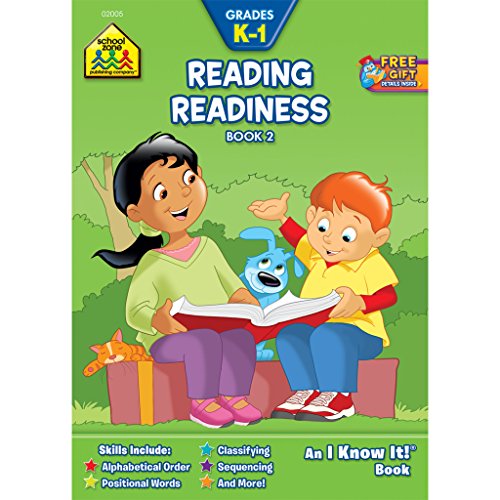 School Zone - Reading Readiness Book 2 Workbook - 32 Pages, Ages 5 to 6, Kindergarten, 1st Grade, ABC Order, Positional Words, Numbers, Rhyming, and More (School Zone I Know It!® Workbook Series)