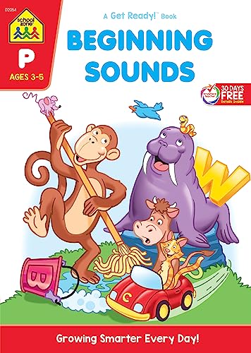 School Zone - Beginning Sounds Workbook - 32 Pages, Ages 3 to 5, Preschool to Kindergarten, Letter-Object & Letter-Sound Association, Alphabet, and More (School Zone Get Ready!™ Book Series)