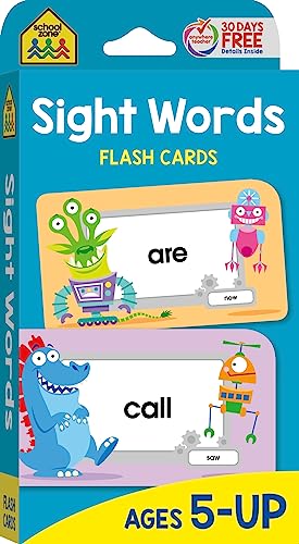 School Zone - Sight Words Flash Cards - Ages 5 and Up, Kindergarten to 1st Grade, Phonics, Beginning Reading, Sight Reading, Early-Reading Words, and More