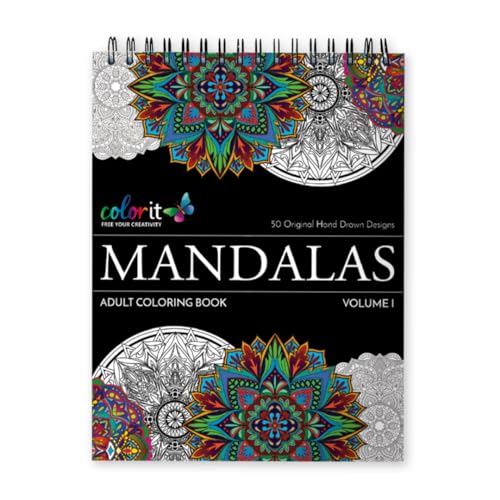 Mandala Coloring Book for Adults with Thick Artist Quality Paper, Hardback Covers, and Spiral Binding by ColorIt