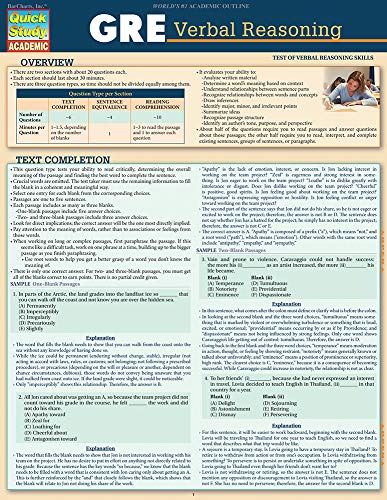 GRE Verbal Reasoning QuickStudy Laminated Reference Guide (QuickStudy Academic)