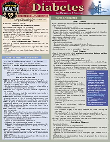 Diabetes - Care, Management & Prevention: a QuickStudy Laminated Reference Guide