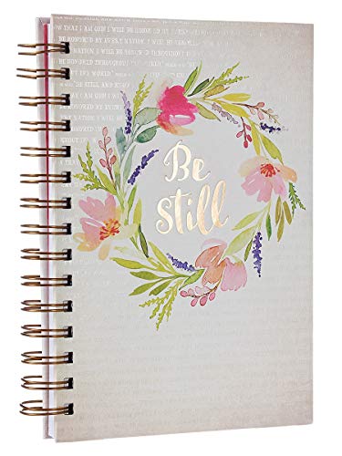 Christian Art Gifts Journal w_Scripture Be Still Watercolor Psalm 46:10 Bible Verse Floral 192 Ruled Pages, Large Hardcover Notebook, Wire Bound