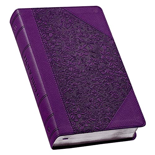 KJV Holy Bible, Giant Print Standard Size Faux Leather Red Letter Edition - Ribbon Marker, King James Version, Purple Two-tone