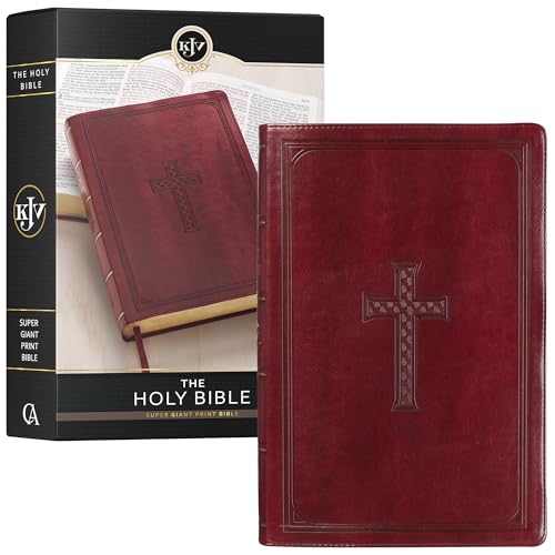 KJV Holy Bible, Super Giant Print Faux Leather Red Letter Edition - Thumb Index & Ribbon Marker, King James Version, Burgundy