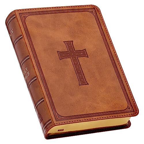 KJV Holy Bible, Large Print Compact, Saddle Tan Faux Leather w_Ribbon Marker, Red Letter, King James Version