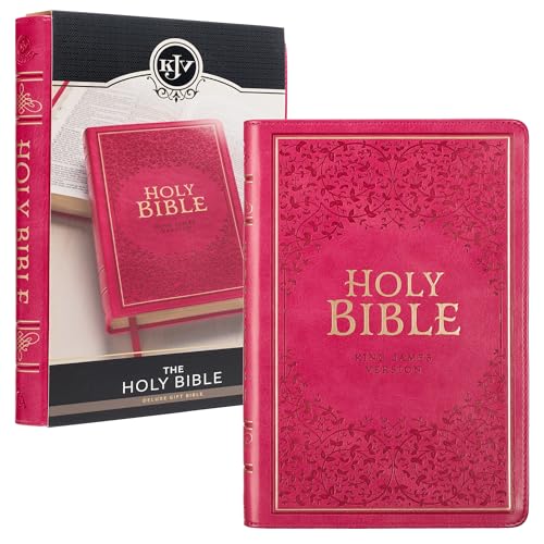 KJV Holy Bible, Standard Size Faux Leather Red Letter Edition Thumb Index & Ribbon Marker, King James Version, Pink