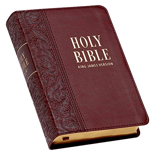 KJV Holy Bible, Compact Large Print Faux Leather Red Letter Edition - Ribbon Marker, King James Version, Chestnut Brown