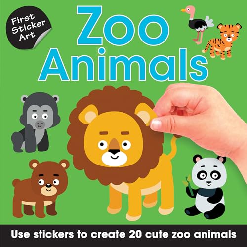 First Sticker Art: Zoo Animals: Color By Stickers for Kids, Make 20 Animal Pictures! (Independent Activity Book for Ages 3+)