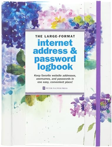 Hydrangeas Large-format Internet Address & Password Logbook (removable cover band for security)