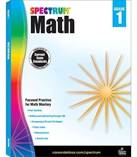 Spectrum 1st Grade Math Workbooks, Ages 6 to 7, Grade 1 Math Workbook, Adding and Subtracting Through 100, Place Value, Fact Families, 2-D and 3-D Shapes - 160 Pages (Volume 42)