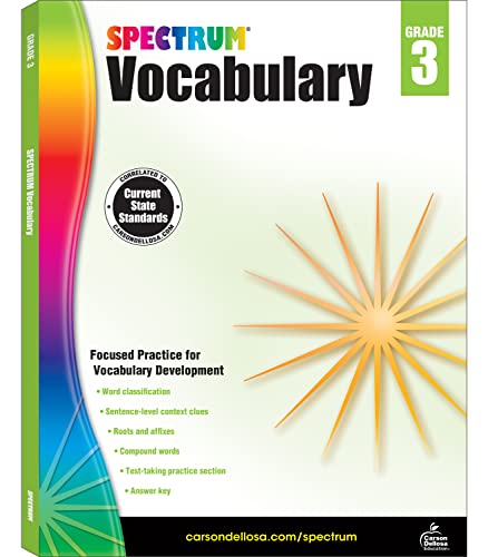 Spectrum 3rd Grade Vocabulary Workbooks, Ages 8 to 9, Grade 3 Vocabulary Workbook, Word Classification, Roots, Compound Words, Prefixes and Suffixes, and Abbreviations - 160 Pages (Volume 85)