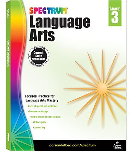 Spectrum Language Arts Grade 3, Grammar Workbook, Writing Practice, Punctuation Activity Book, Parts of Speech Books for Kids, 3rd Grade Workbooks for Classroom or Homeschool Curriculum