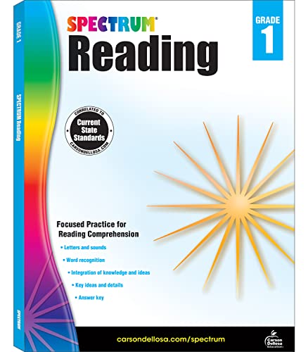 Spectrum 1st Grade Reading Comprehension Workbook, Ages 6 to 7, Reading Grade 1, Letters and Sounds, Sight Words Recognition, and Nonfiction and Fiction Passages - 158 Pages