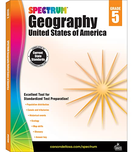 Spectrum Grade 5 US Geography Workbook, Ages 10 to 11, 5th Grade Social Studies, American History, Ecology, and US Map Skills, 5th Grade Geography Workbooks for Kids (Volume 25)