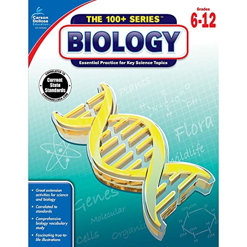 Carson Dellosa The 100 Series: Biology Workbook—Grades 6-12 Science, Matter, Atoms, Cells, Genetics, Elements, Bonds, Classroom or Homeschool Curriculum (128 pgs) (Volume 3)