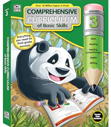 Comprehensive Curriculum of Basic Skills 3rd Grade Workbooks All Subject for Ages 8-9, Math Reading Comprehension, Writing, Multiplication, Division, Vocabulary, Third Grade Workbooks (544 pgs)