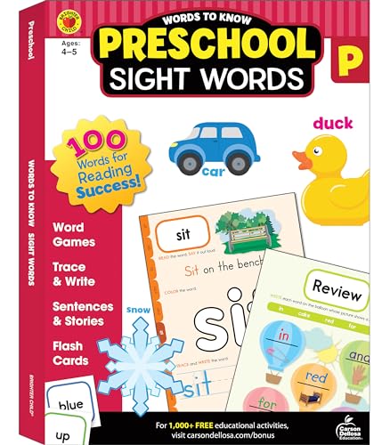 Words to Know Sight Words Preschool Workbook—Reading Activities, Games, Puzzles, Flash Cards, Tracing and Coloring Pages for Learning and Practice (320 pgs)