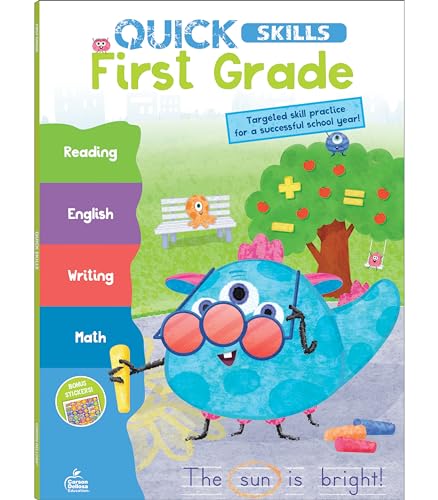 Carson Dellosa Quick Skills 1st Grade Workbooks All Subjects, Reading, Writing, ELA, Math First Grade Workbook, Letter Sounds, Parts of Speech, Addition, Subtraction, Classroom & Homeschool Curriculum