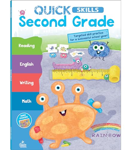 Carson Dellosa Quick Skills 2nd Grade Workbooks All Subjects, Reading Comprehension, Writing, ELA, Math Second Grade Workbook, Fractions, Multiplication, Vowels, Classroom or Homeschool Curriculum