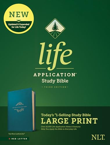 Tyndale NLT Life Application Study Bible, Third Edition, Large Print (LeatherLike, Teal Blue, Red Letter) – New Living Translation Bible, Large Print Study Bible for Enhanced Readability