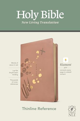 NLT Thinline Reference Holy Bible (Red Letter, LeatherLike, Brushed Pink): Includes Free Access to the Filament Bible App Delivering Study Notes, Devotionals, Worship Music, and Video