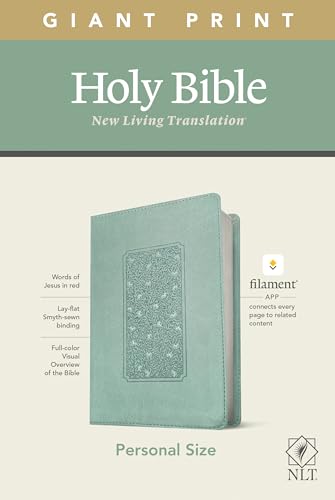 NLT Personal Size Giant Print Holy Bible (Red Letter, LeatherLike, Floral Frame Teal): Includes Free Access to the Filament Bible App Delivering Study Notes, Devotionals, Worship Music, and Video