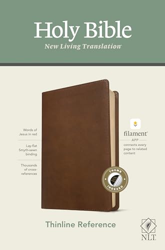 NLT Thinline Reference Bible, Filament Enabled (LeatherLike, Rustic Brown, Indexed, Red Letter): Includes Free Access to the Filament Bible App ... Notes, Devotionals, Worship Music, and Video