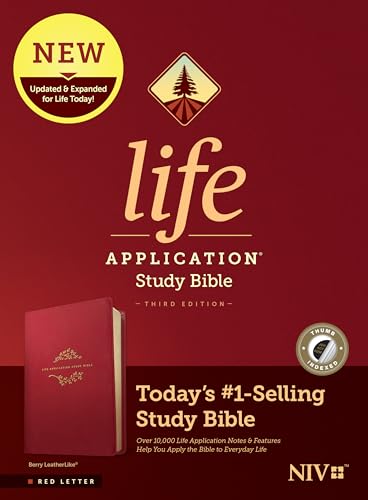 NIV Life Application Study Bible, Third Edition (LeatherLike, Berry, Indexed, Red Letter)