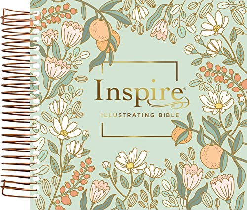 NLT DaySpring Inspire Illustrating Bible (Spiral Bound, Mint Floral Garden, Filament Enabled)